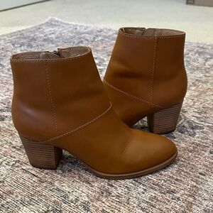 Madewell Brown Leather Ankle Booties with Block Heel